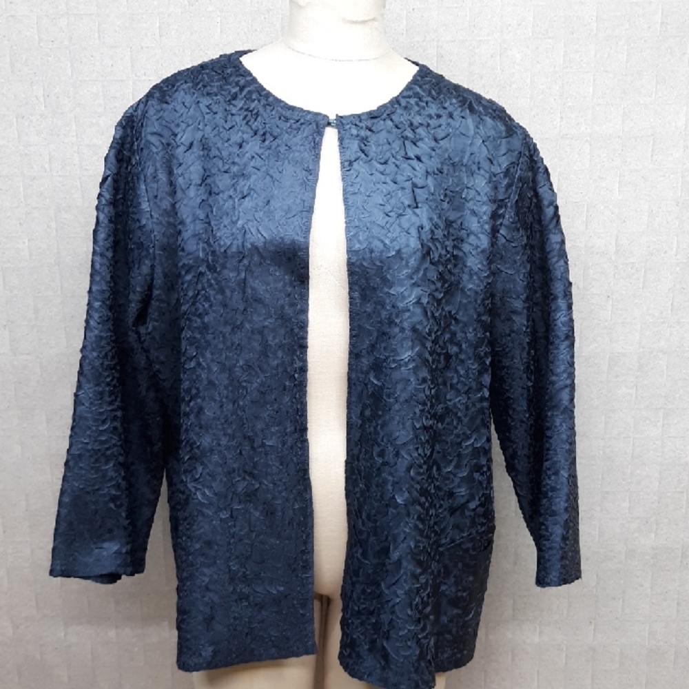 Chico's Slate Blue Crinkle Jacket
